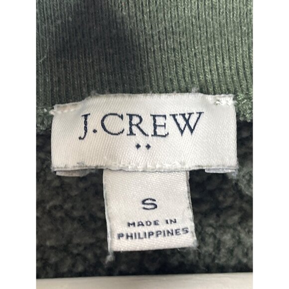 J Crew Small Green Button Collar Fleece Pullover Sweatshirt - Picture 3 of 10